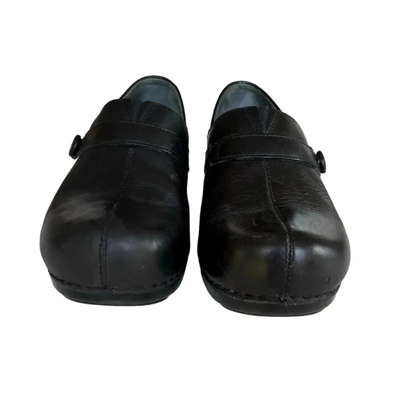 Dansko Solstice Black Leather Button Strap Clog Shoe Slip-On Size 40 - Picture 6 of 11